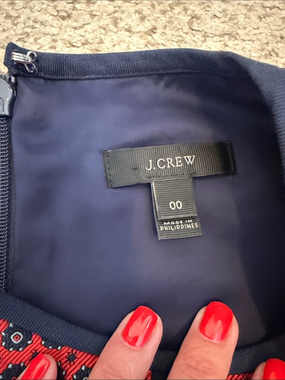 J. Crew Navy & Red Foulard Print Sheath Dress, 00